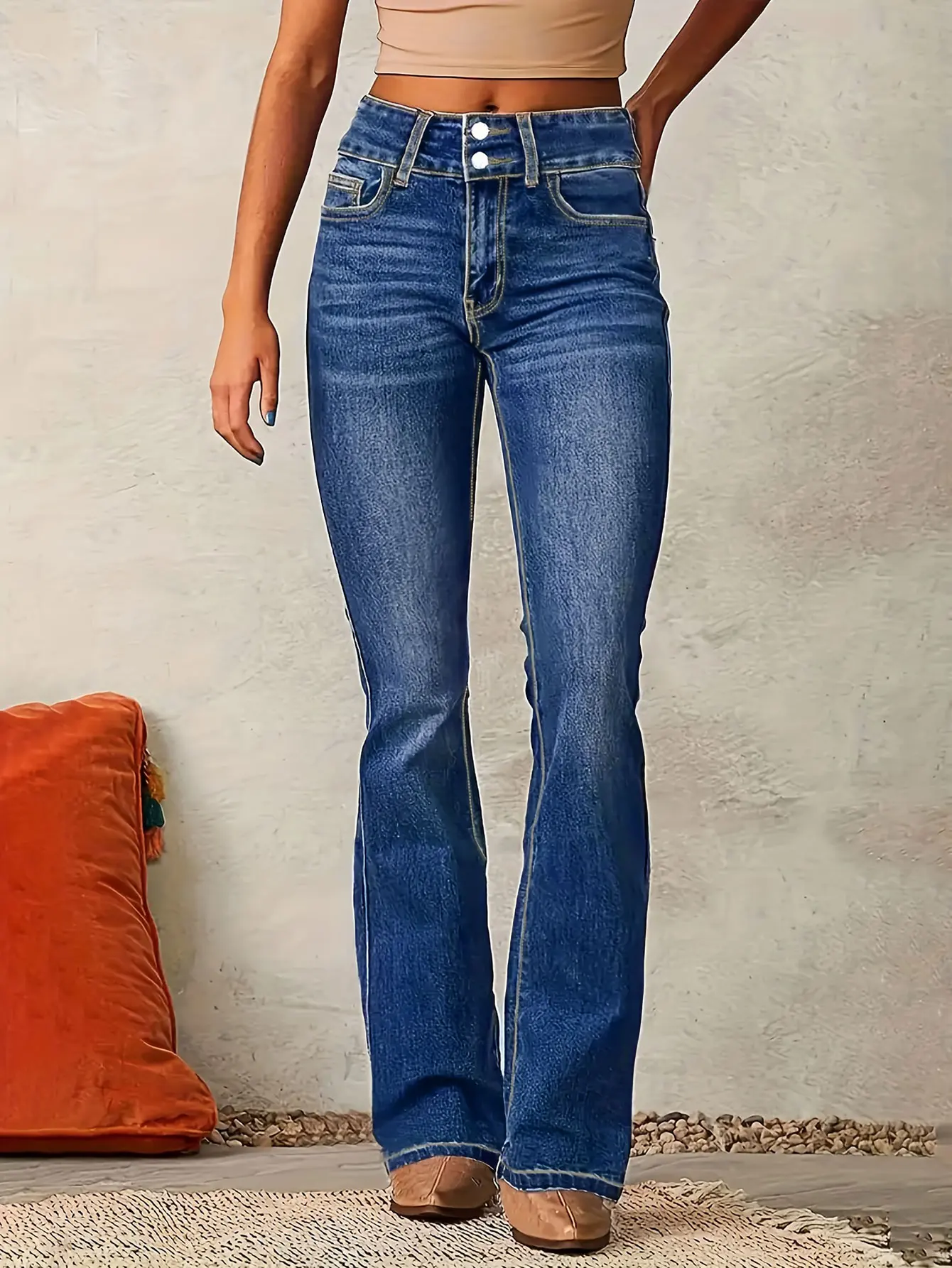 2025 Autumn Women's Slim Fit Stretch Dark Blue Skinny Jeans Double Button Placket Fashionable Slim Fit Women's Jeans