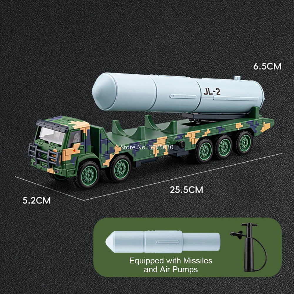 1:50 DF-41 DF-5B JL-2 미사일 발사 차량 자동차 장난감 모델 합금 다이캐스트 라이트 음악 미니어처 군사 모델 소년 크리스마스 선물