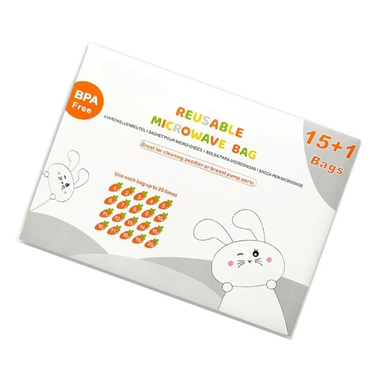 J15U Convenient Microwave Steam Sterilizer Bags 16-Count / 42-Count for Baby Bottles and Breast Component Cleaning