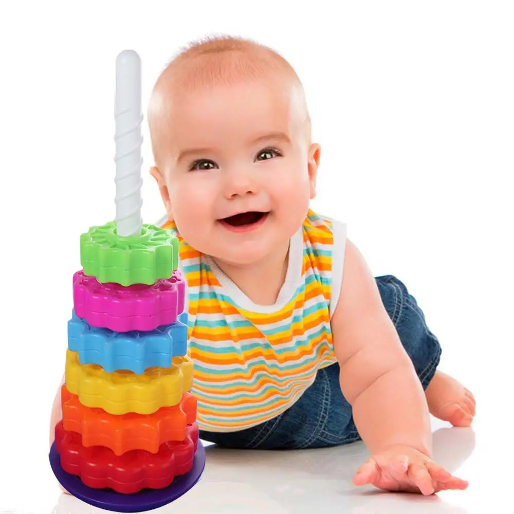 قوس قزح الدائري مكدس قوس قزح الغزل التراص اللعب تكويم التعليم المبكر الدورية برج قوس قزح متعة لغز #6