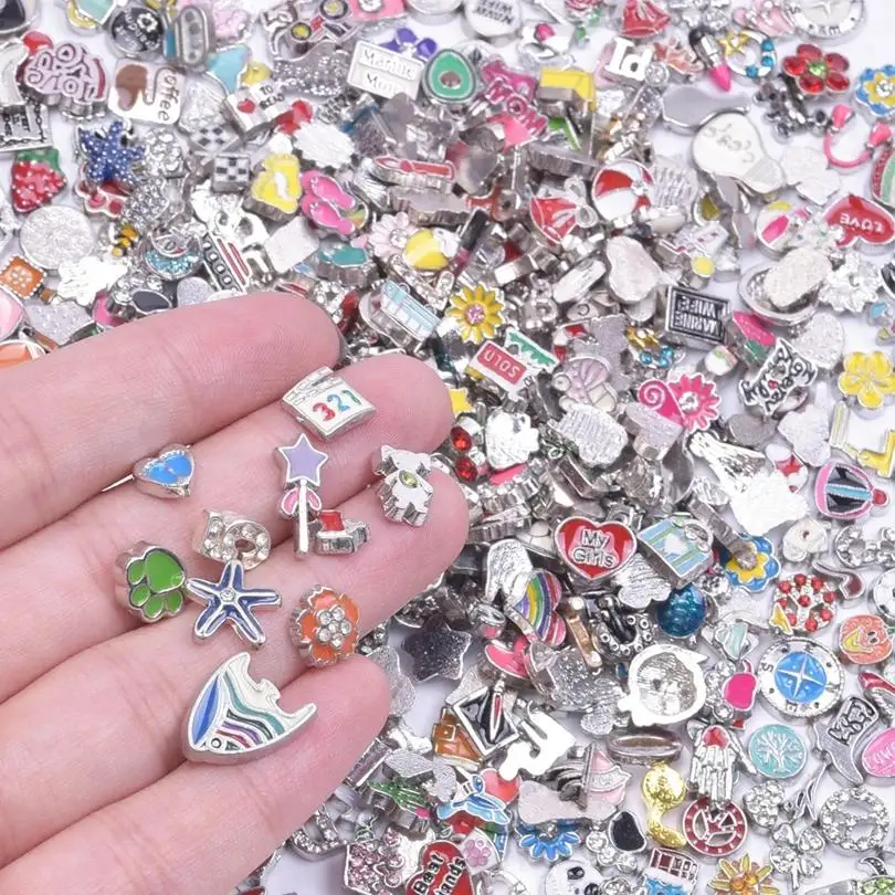 40PC/lot baby boy girl floating locket charm book pencil diy glass locket living charms fit for jewelrys pendant making view 3