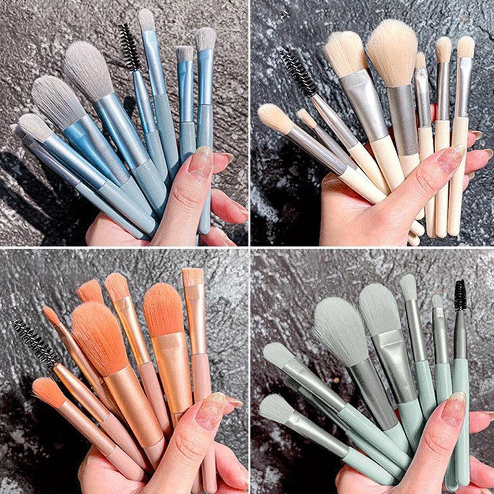 Juego de brochas de maquillaje, 8 piezas, corrector, colorete, polvo suelto, sombra de ojos, resaltador, base, herramientas de belleza