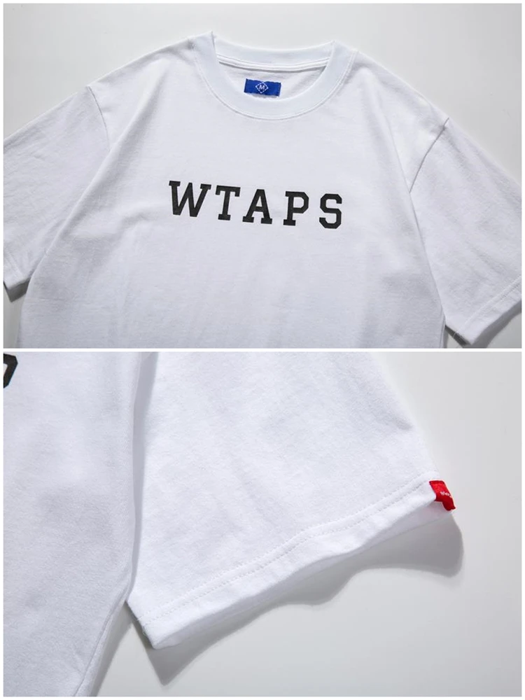 Men Women High Quality Cotton Loose Breathe T Shirt Blue Size Tag  Embroidery Patch Label Wtaps T-Shirt