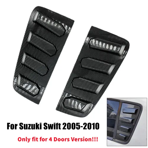 Cubierta de rejilla para ventana trasera de coche, embellecedor de persiana de ventilación lateral Exterior, Scoop ABS, 4 puertas, para Suzuki Swift 2005-2010, 2 uds.