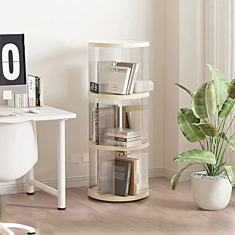 

360° Rotating Bookshelf, Small Corner Bookcase with Small Footprint, Floor Standing Bookcase, Narrow Book Shelf Organizer