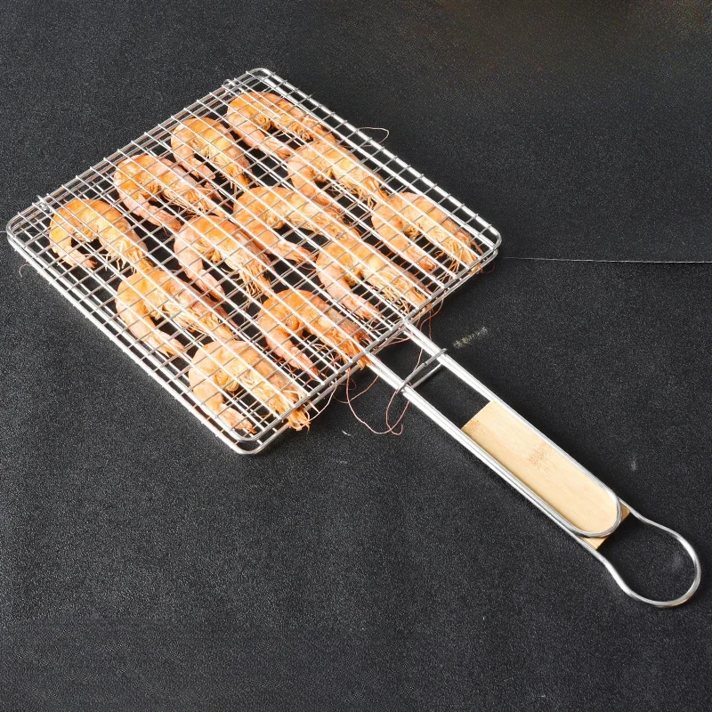 304 stainless steel grilled fish net, grilled meat grilled seafood clip grate splint tool outdoor commercial