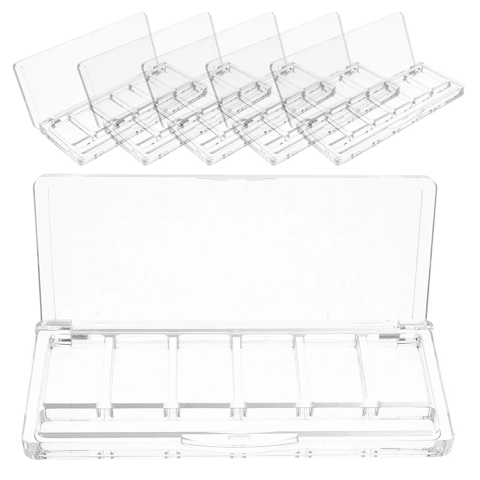 6Pcs Transparent Empty Eyeshadow Palette 6 Slot Plastic Makeup Box for DIY Custom Eyeshadow Pans Spill Proof Travel Friendly Eye