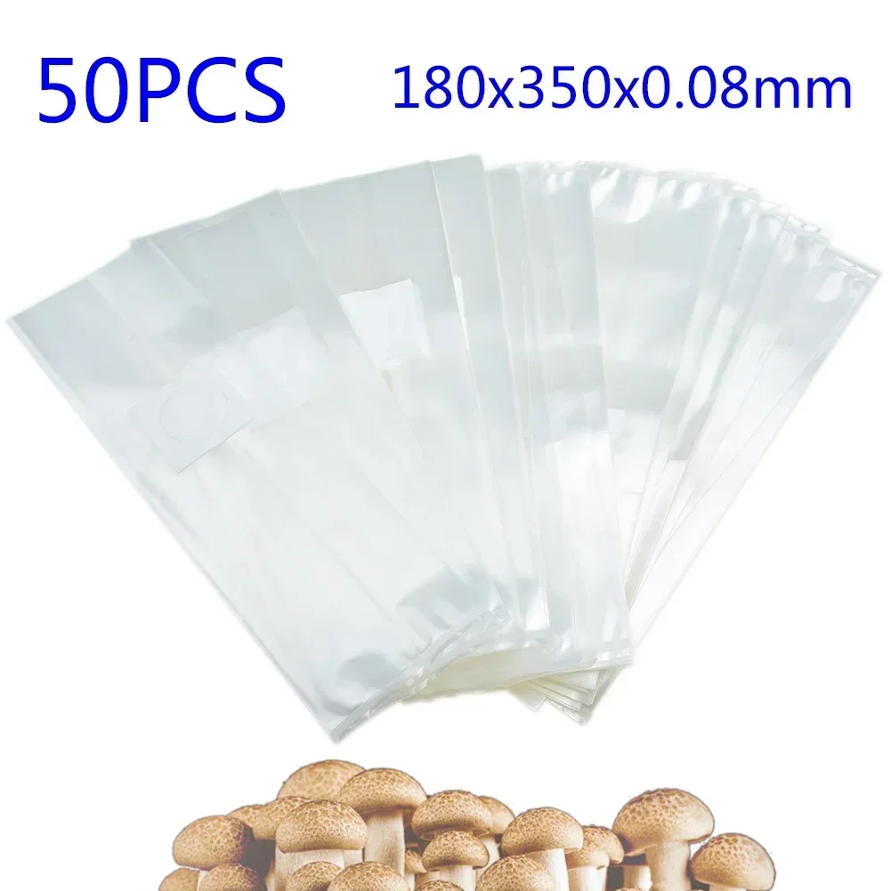 

50 Pcs PVC Mushroom Spawn Grow Bag High Temp Pre Sealable 180×350mm 0.08mm Substrate Polypropylene