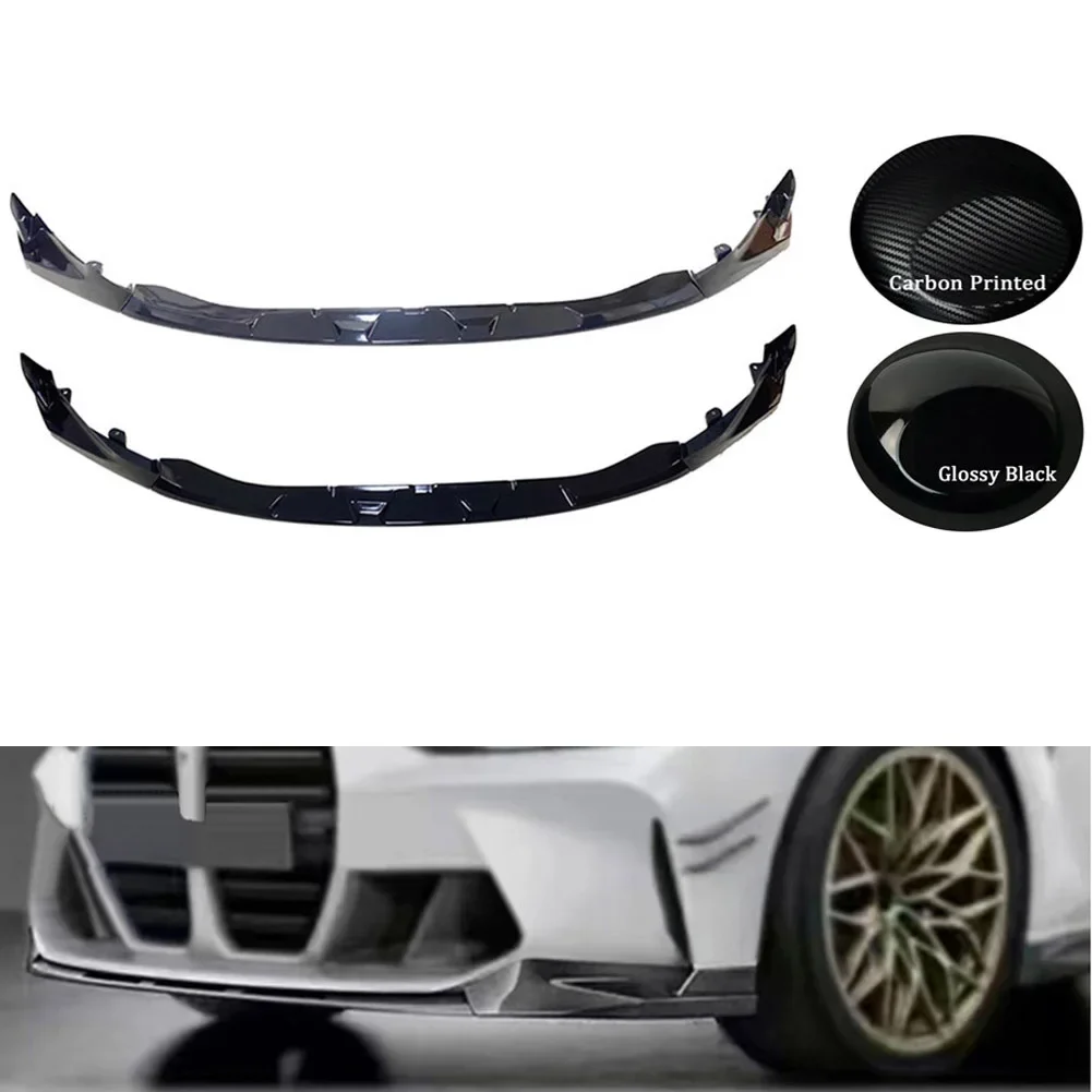 

Car 3 Stage Front Lip Spoiler Splitter M Performance For BMW G80 G82 G83 M3 M4 2021 2022 Glossy Black/Carbon Fiber Printed