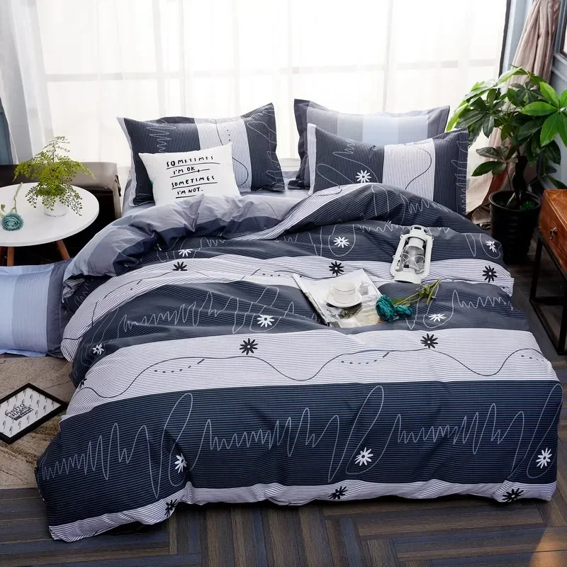 Bohon Paisley Duvet Cover Set Black White Print 3pcs Polyester Bedding Sets Luxury Pillow Case Queen and King Size  Bedding Sets