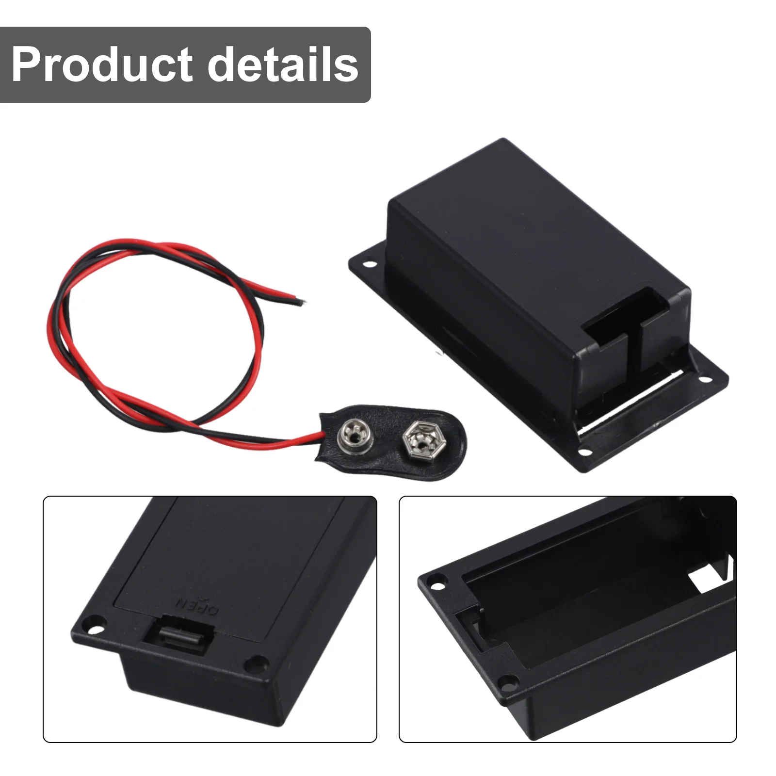 Battery Holder 72.5*38.3mm 9V Battery Box DIY Friendly Musical Instrument Power Plastic Material Power Supply Solution