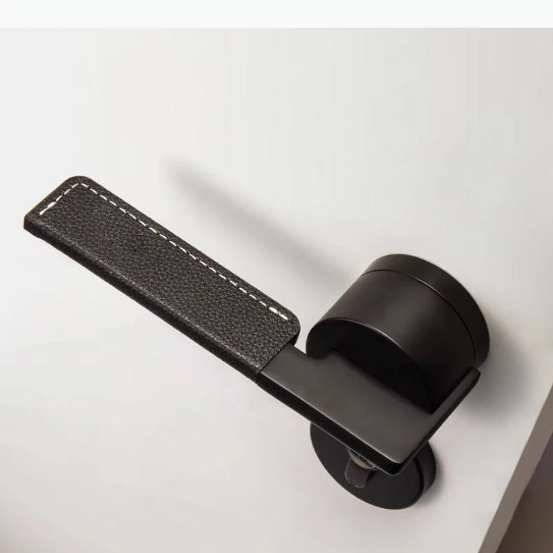 Leather Door Handle Silent Door Lock Living Room Safety Locks Indoor Locks Split Lock Keys Hardware Accessories