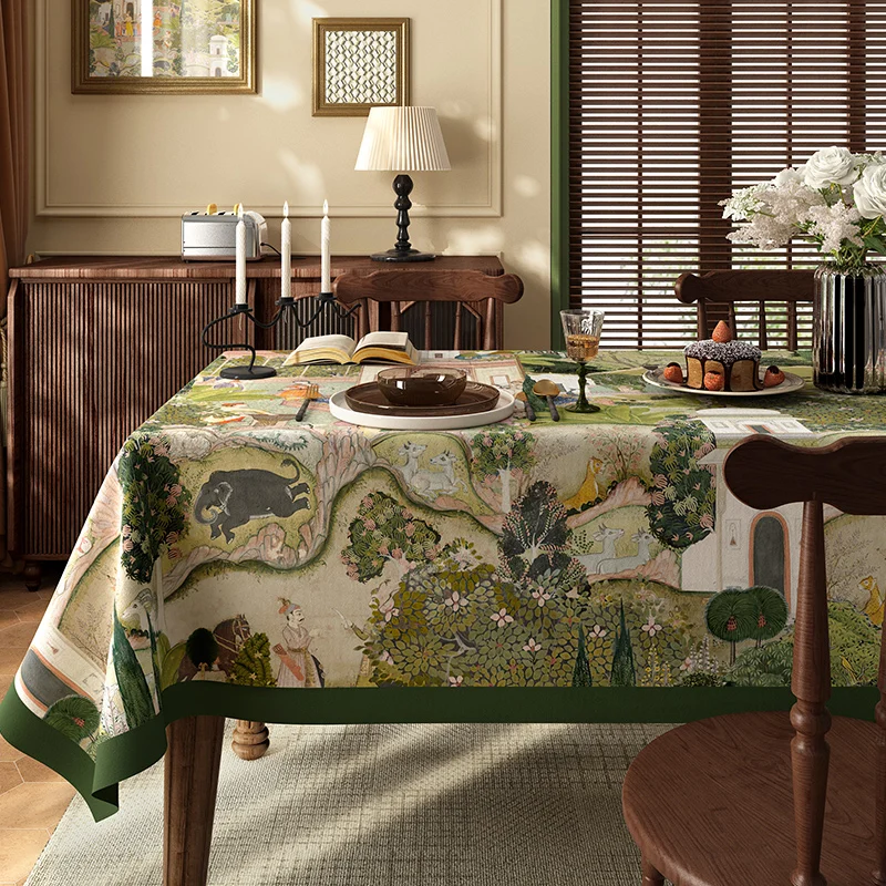 Retro Printing Table Cover Cotton Linen Table Cloth Home Hotel Dining Room Decor Tablecloth Wedding Party Banquet Decoration