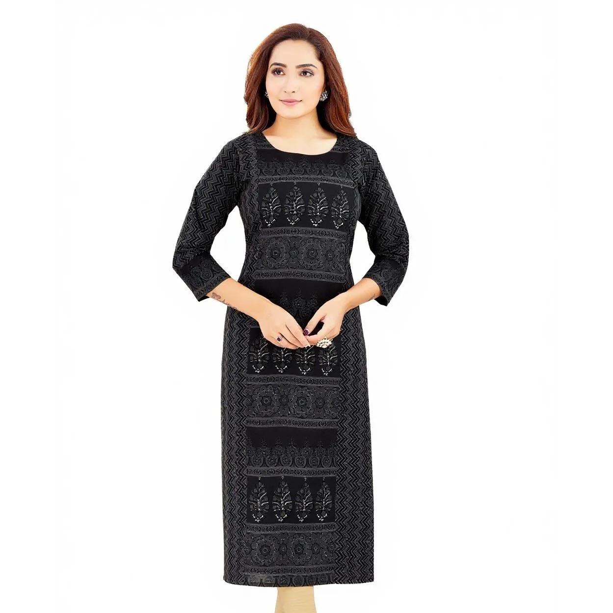 فستان أسود إسلامي كورت نسائي عصري بحاشية مستقيمة أنبوبي كاجوال Abito Donna Musulmana فستان صلاة للفتيات #3