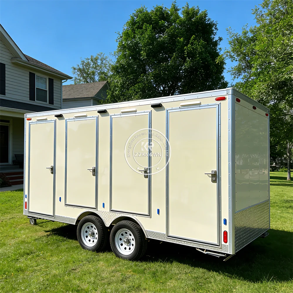 Portable Multi-Stall Toilet House Folding Mobile Outdoor Public Restroom Trailer Outdoor Restroom Luxury Toilet Trailer