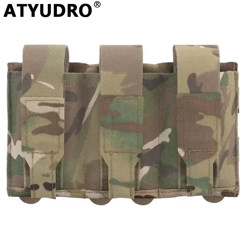 

ATYUDRO Tactical 5.56/7.62mm Pouch Lightweight Flapped Triple Mag Hunting Molle System Paintball Acessories Shooting Waist Bag