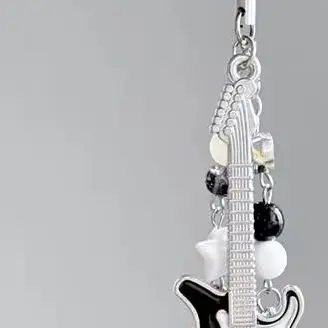 

Цепочка и брелок для мобильного телефона с музыкальной тематикой; Очаровательная гитарная микрофонная бусина с подвеской с музыкальной нотой; Подарок милой девушке