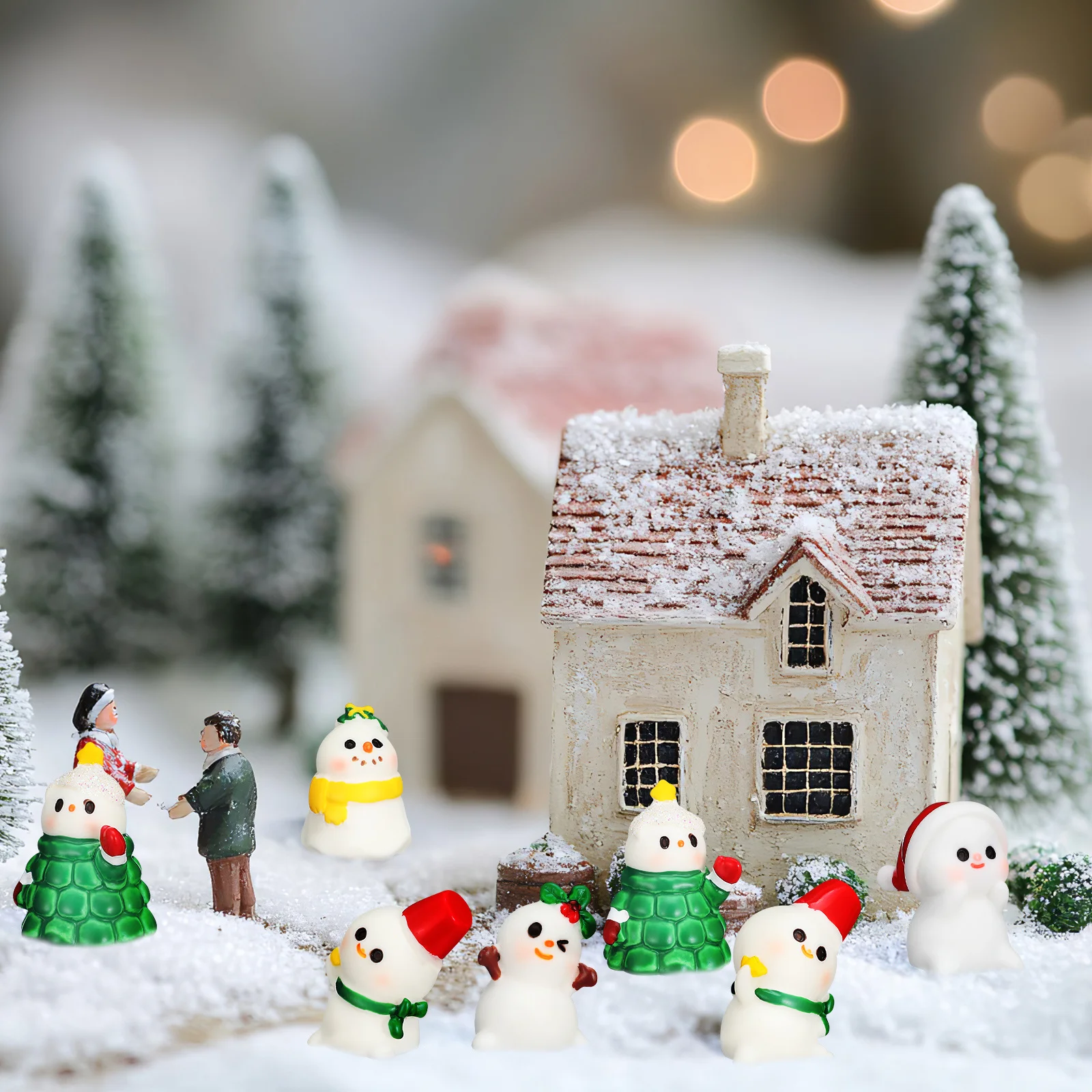 

36Pcs Christmas Mini Resin Snowman Santa Small Decoration for Office Desk Creative Micro Landscape Xmas Holiday Ornament