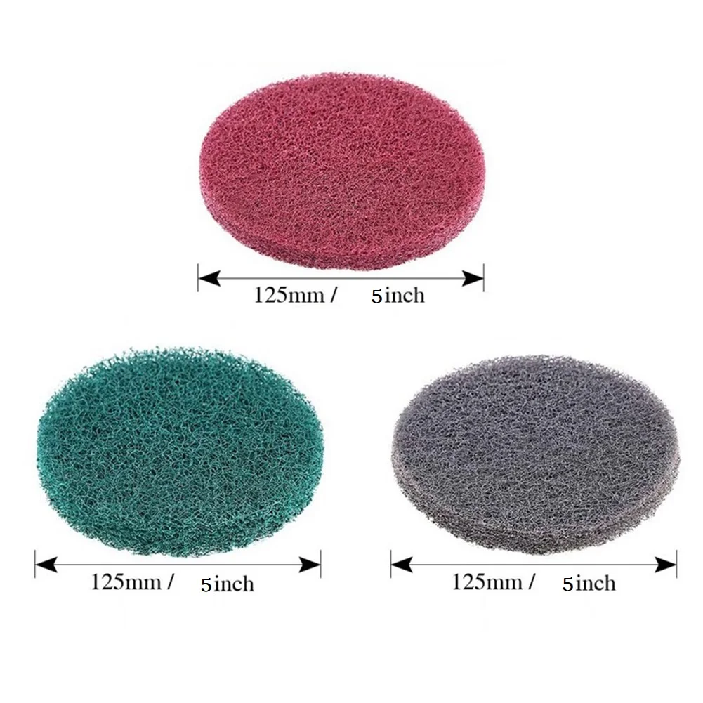 3 Pcs 5 Inch Drill Power Brush Tile Scrubber-Scrub Pad Cleaning Cloth Industrial Scouring Pads Nylon Polishing Buffing Tools