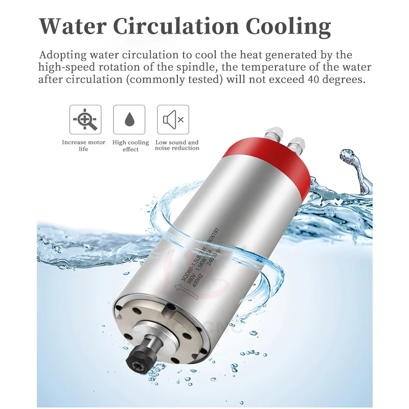 

LY 3.7KW Water-Cooled Spindle Motor ER20 High Power Bullet Type Spindle for Engraving Carving Milling Machine Use Optional Sets