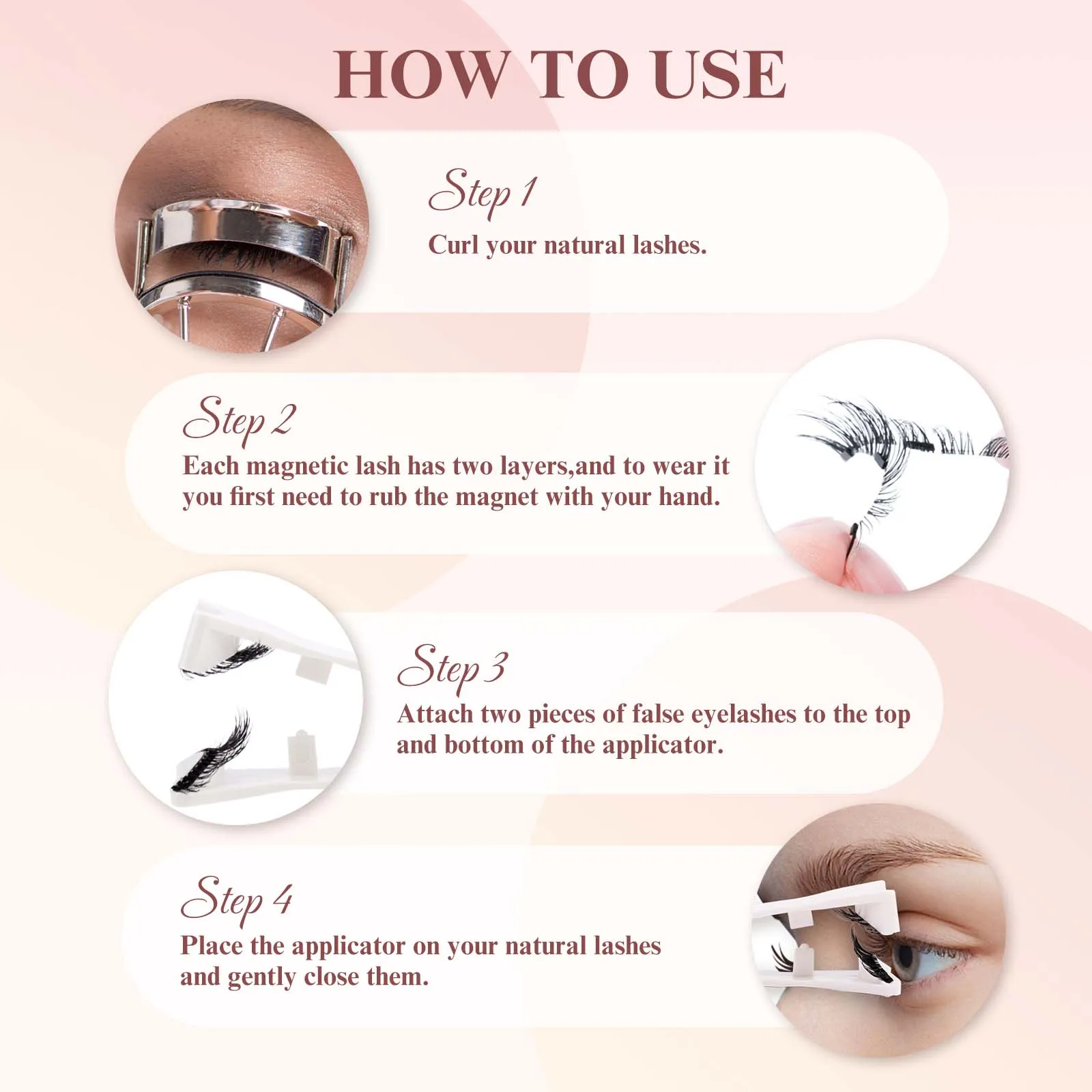 GEMERRY Magnetic Eyelashes with Applicator Natural Look Reusable Soft Strip False Lashes No Glue Makeup Kit Easy to Wear  Remove