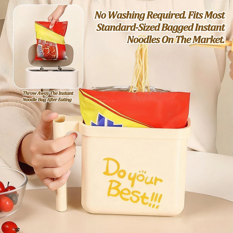 No Wash Instant Noodle Bowl with Fork Heat-resistant Lunch Box Food Grade Instant Food Ramen Bento Box Suit Busy/Lazy Eaters