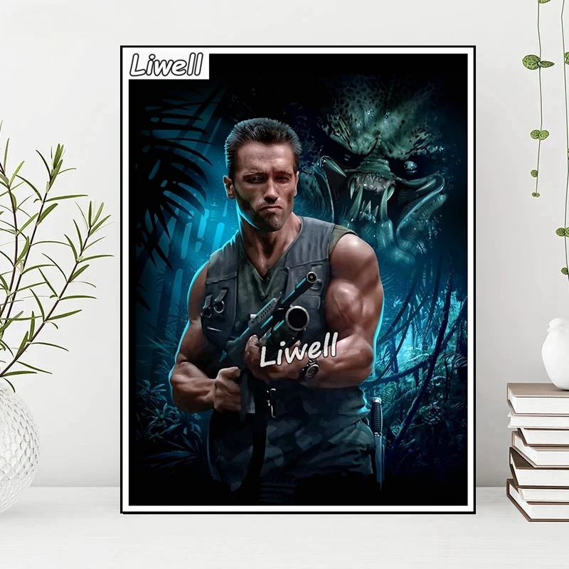 Sci Fi Movie Predator Diamond Painting Full Drills Cross Stitch Arnold Character Photo Mosaic Kits Handwork Wall Art Decor