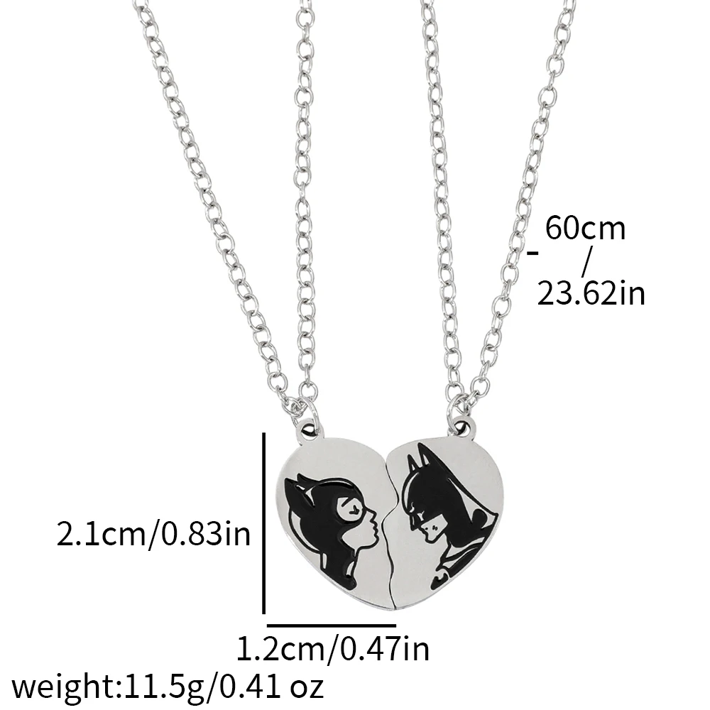 2 قطعة الخفافيش الحب الربط الفولاذ المقاوم للصدأ قلادة قلادة الأفلام تحت عنوان مجوهرات إبداعية بسيطة لهدايا عيد الحب