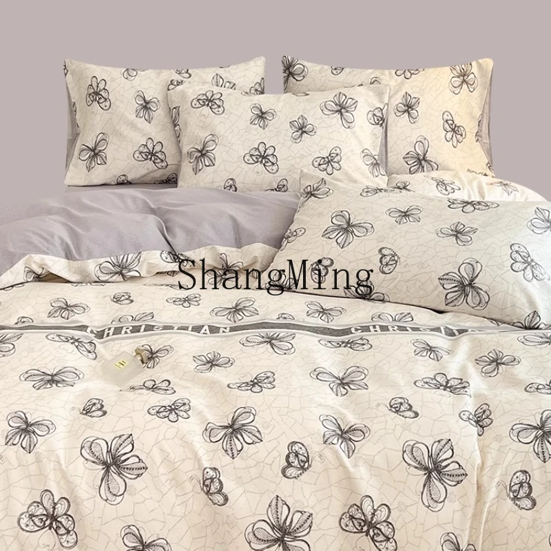 

ZYY comfortable and soft cotton four-piece set, elegant bed sheet, mattress type, bedding