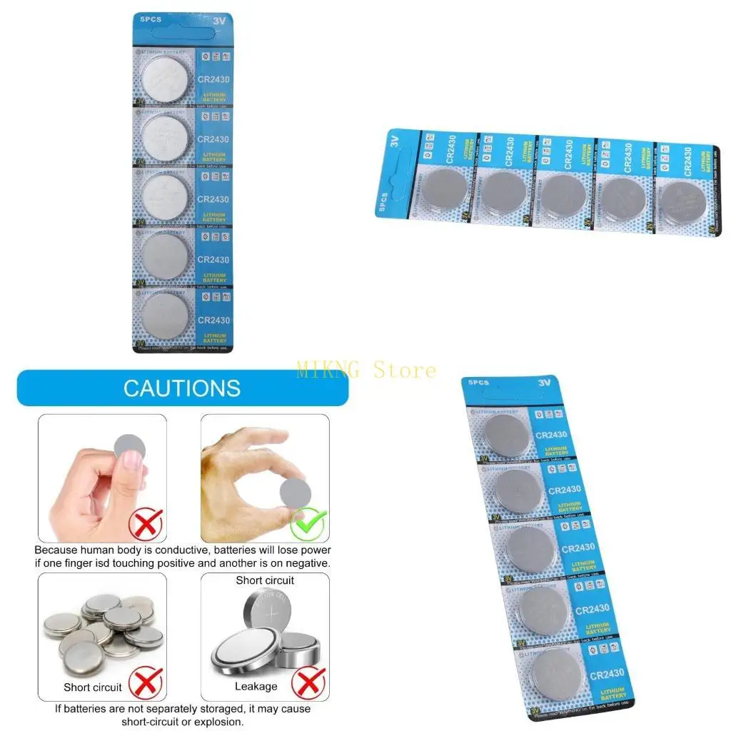 Pack of 5 CR2430 Lithium Coin Cell 3V Button Cell Batteries for Electronics best sale
