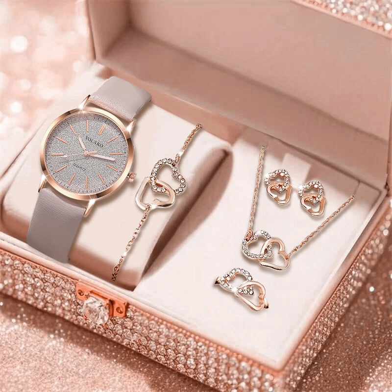 6Pcs Exquisite Elegant Women's Watch Set, Perfect Gift For Valentine's Day, Party, Birthday, New Year's Day And Christmas.