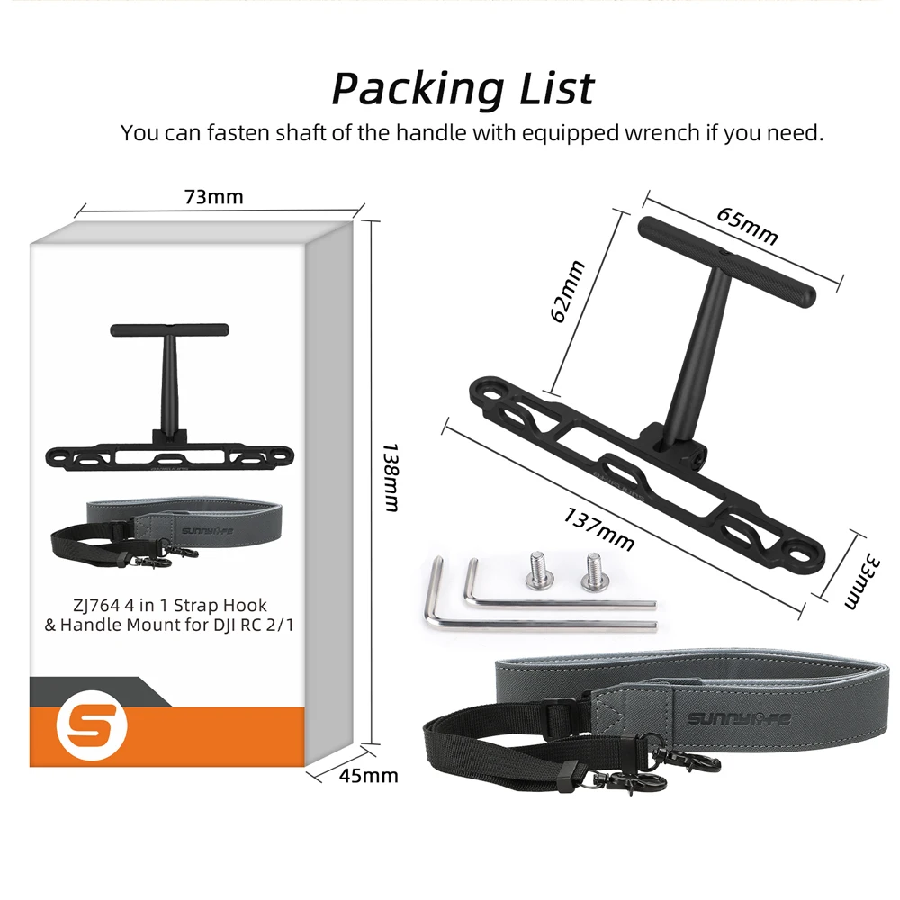 Sunnylife Controller For DJI RC 2/1 Lanyard Handle Waist Support Mount Neck Strap Bracket for DJI Mini 4/3 Pro/Air 3/3S/FLIP