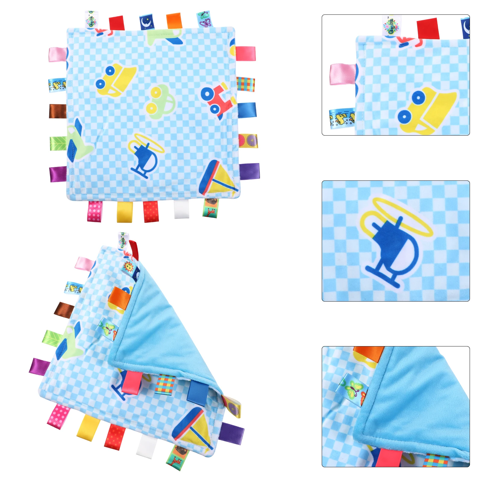 

1pc Soothing Baby Tag Blanket Security Touch Sensory Stimulate Saliva Towel Soft Hairy Newborn Infant Swaddle Cloth