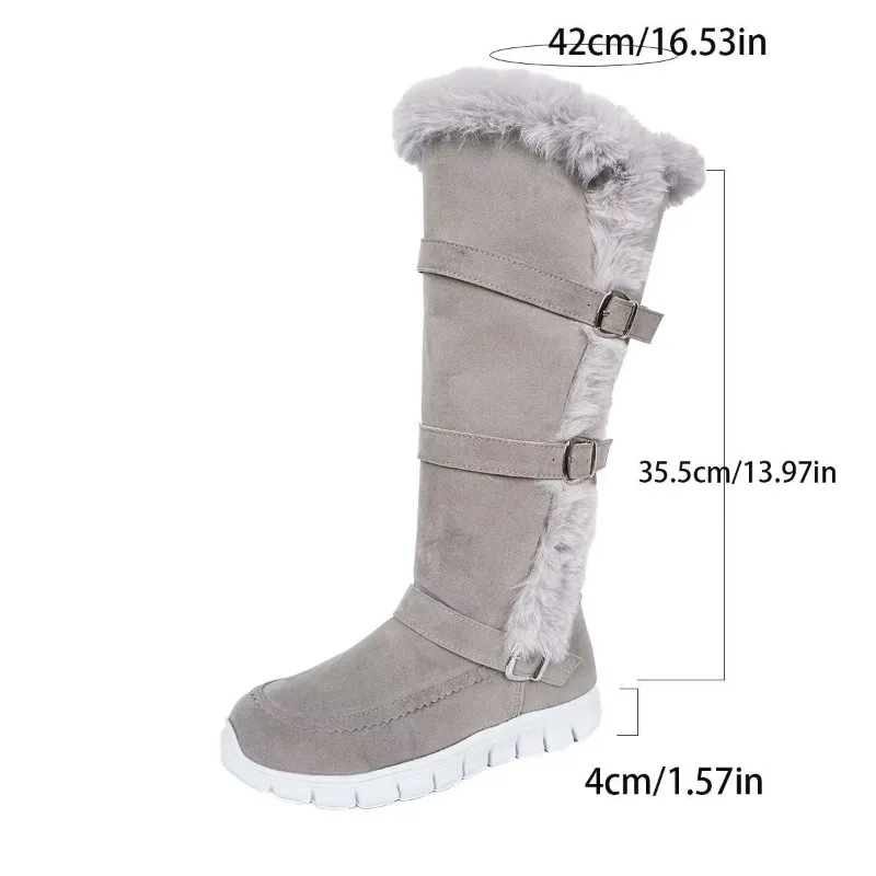 لينة سوليد غير الركبة أحذية قطنية شتاء جديد جولة تو حزام معدني مشبك أفخم سميكة عدم الانزلاق الأحذية المسطحة #3