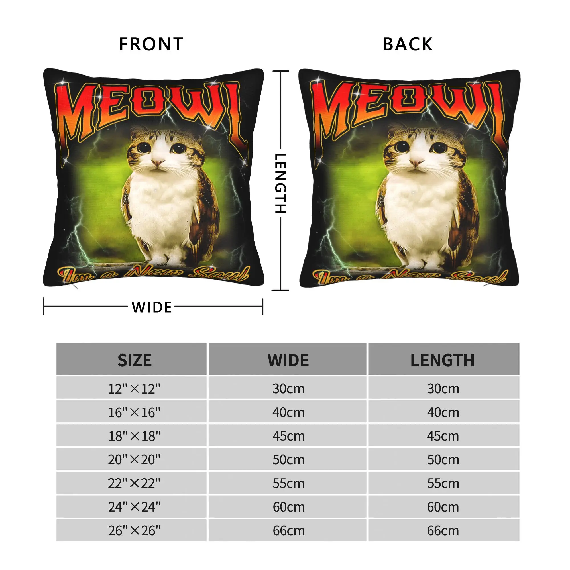 Cat Owl Funny Cursed Internet Brainrot Bootleg Meowl Pillow Case  Pillow Cover Cute Funny Pillowcases For Living Room Chair