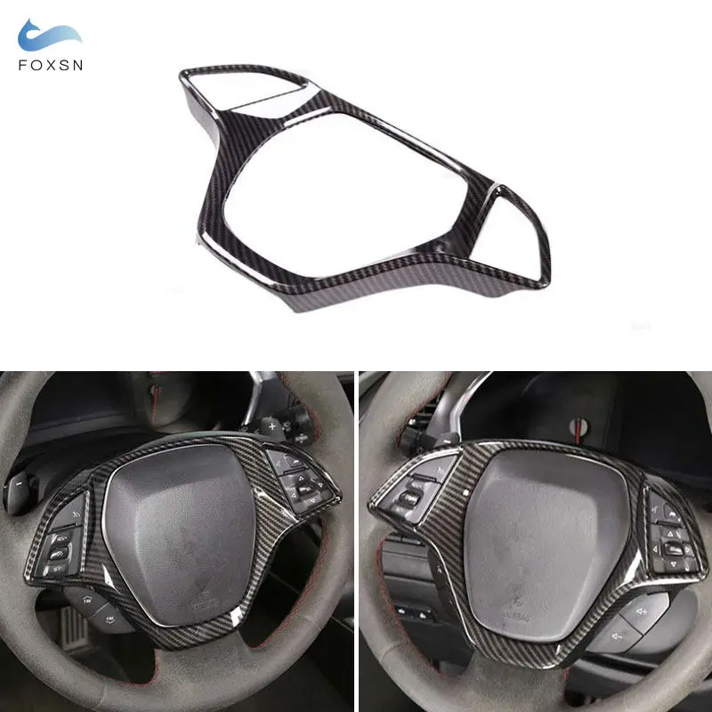 

ABS углеродное волокно автомобильный Стайлинг интерьер рулевое колесо рамка Обложка отделка для Chevrolet Corvette C7 2014 2015 2016 2017 2018 2019