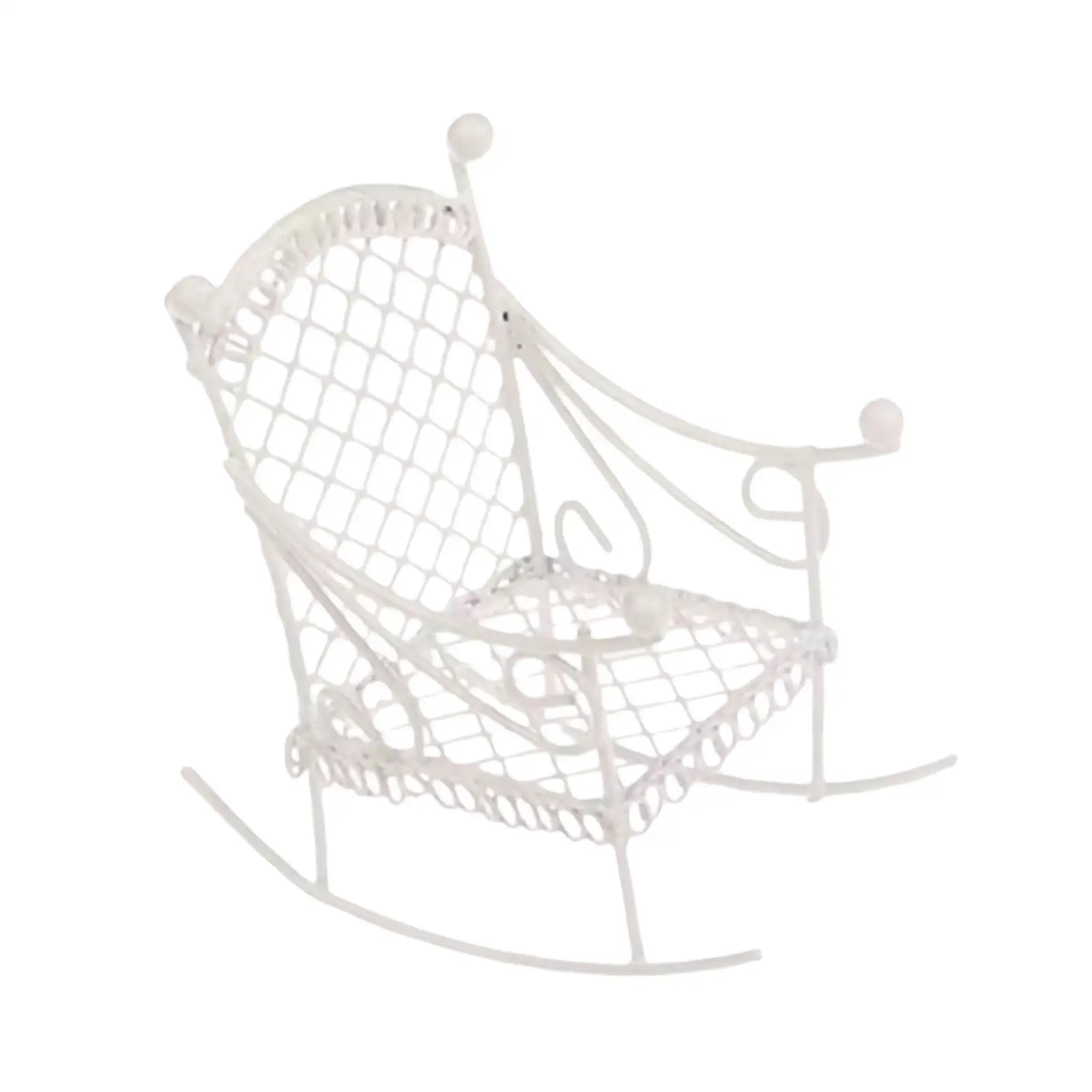 Miniature Chair Iron Model for Dollhouse Furniture 1 12 Scale Garden Decoration Micro Scene Accessory