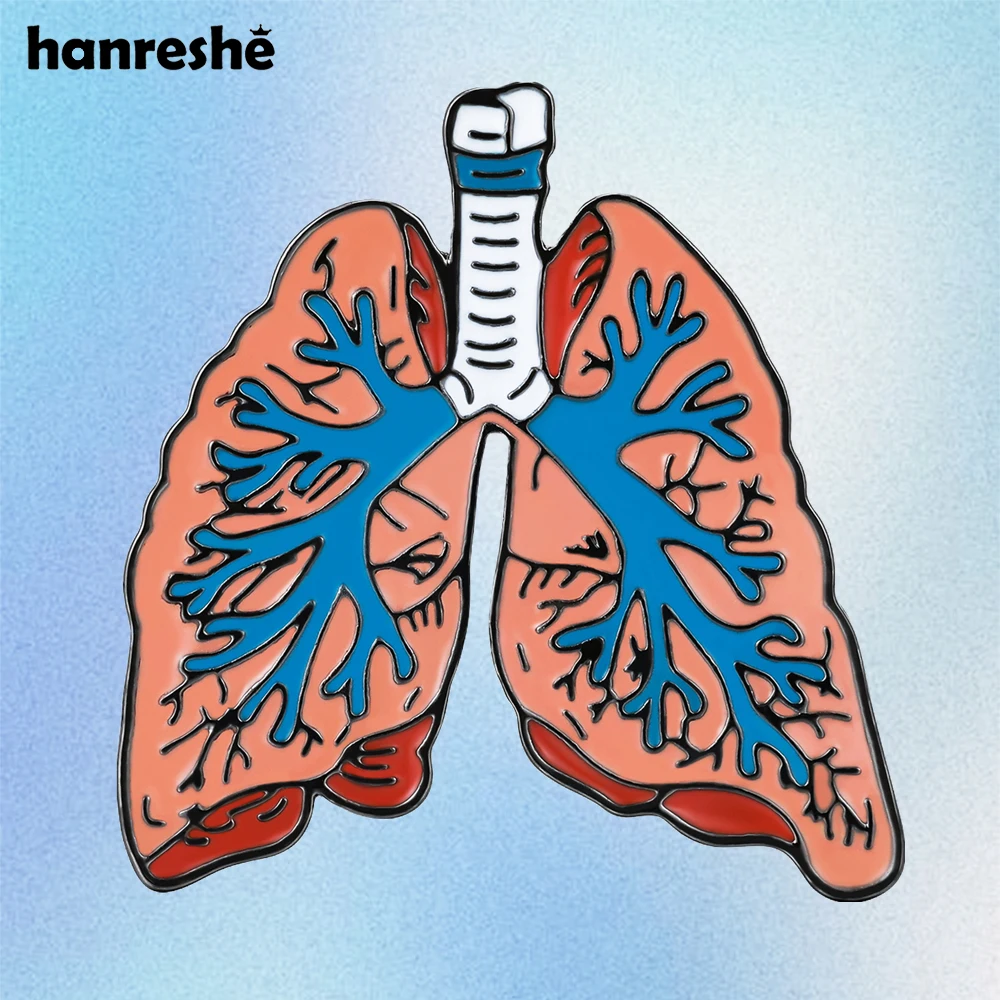 Hanreshe Lung Enamel Brooch Medical Anatomy Biology Lapel Pin Jewelry for Doctor Nurse Bag Backpack Badge Gifts
