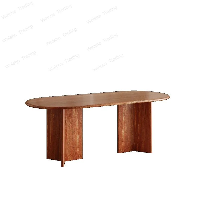 Wabi Sandy Wind Natural Red Travertine Dining Table Simple Living Room Household