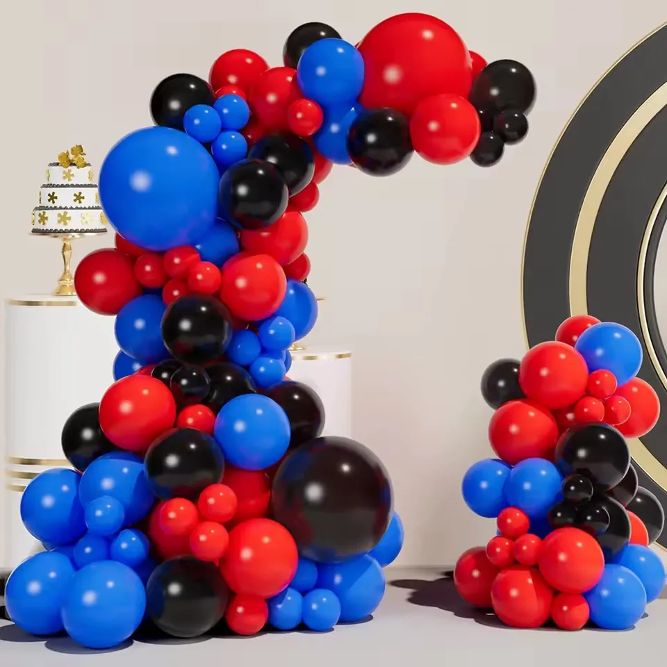 95Pcs Red Blue Black latex Balloon Arch Birthday Balloon Kit Child Birthday Party Decoration Balloon Baby Shower Gender Revealed