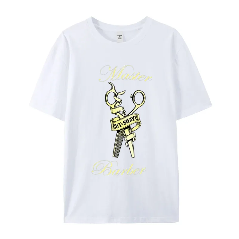 BARBER SHOP Shirt Master Barber T-Shirt Funny Short Sleeve Hip Hop Crew Neck All Cotton Tees Normal T-shirts Gift Idea Summer image 6