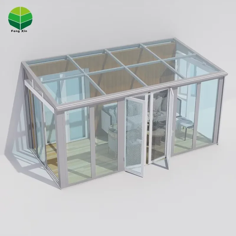 Low-E Glass Protection Sun Room for Backyard Prefabricated Aluminum Conservatory Glass House 1 Set