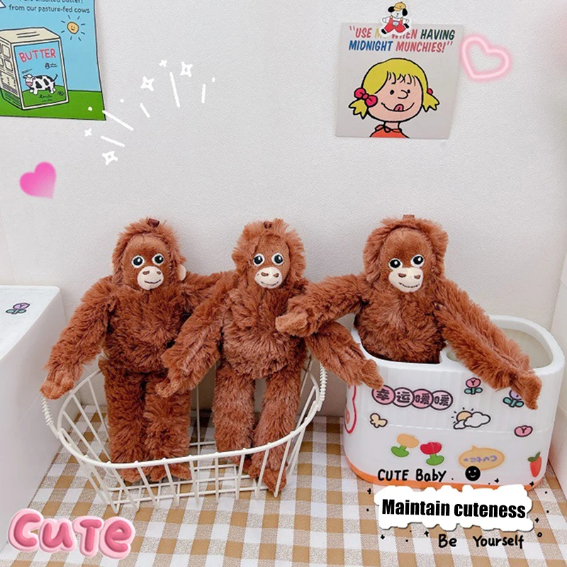 1PC Soft Stuffed Doll Plush Toy Lovely Gorilla Orangutans Monkey Cute Animal Pendant Key Ring Girl Boy Birthday Christmas Gift