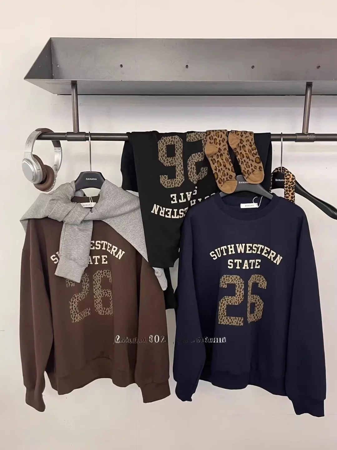 Sweat-shirt rond Ne Long Sve pour femme, imprimé léopard, motif de lettres, décontracté, confortable, Streetwear, automne 2025