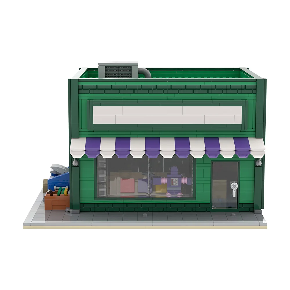 MOC Movie Street View The Androids Dungeons Baseball Cards Shop Building Blocks Model Bricks diy Assembled Toy Children Gift