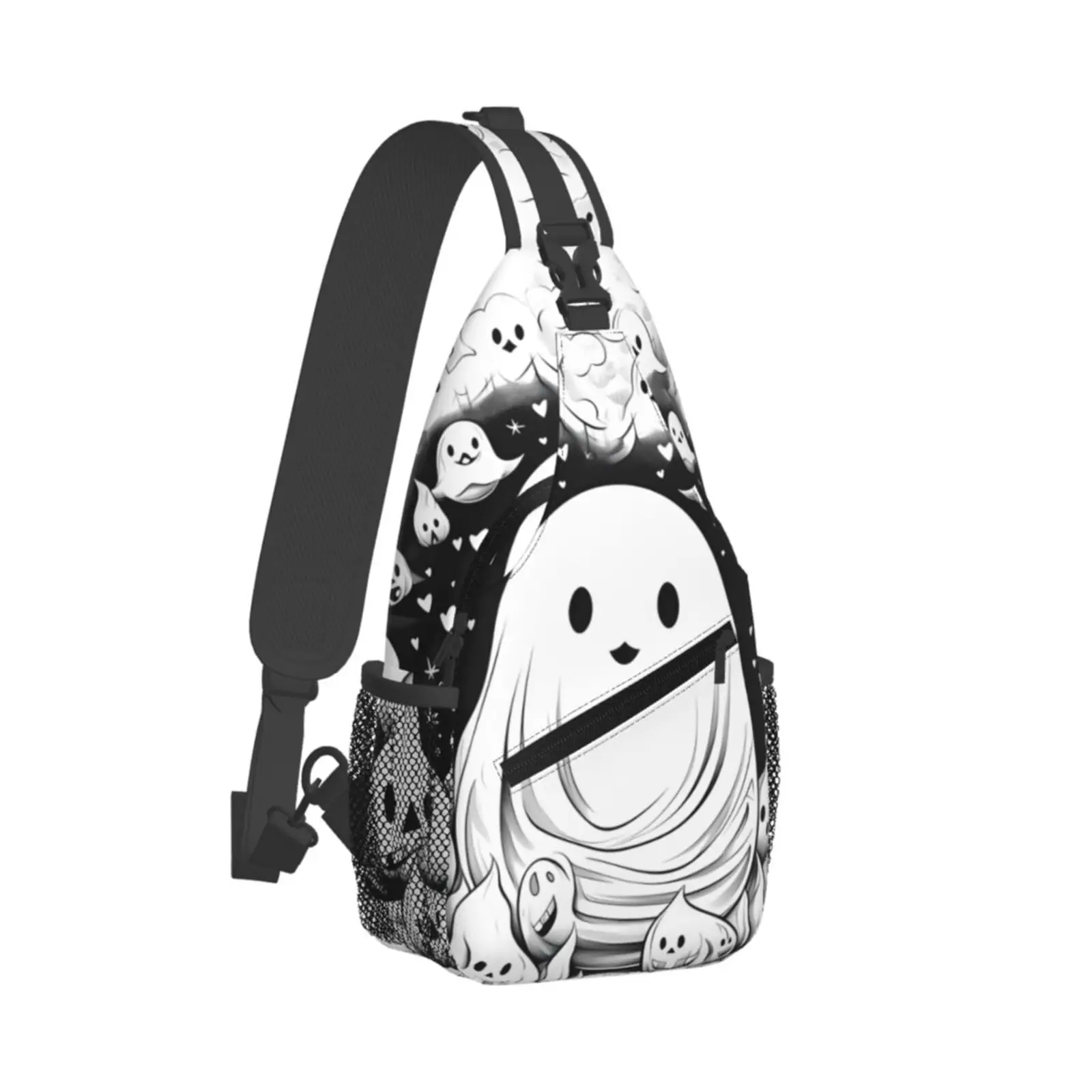 Scary Ghosts Pattern Print Chest Bags Crossbody Sling Bag Travel Hiking Sports Backpack Casual Lightweight Daypack for Men Women
