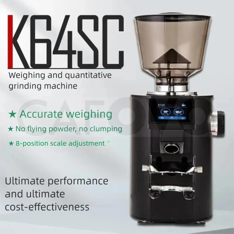 

CAFOVO KG4SC Professional Weighing Quantitative Coffee Grinder 64mm Flat Burr Touch Screen Espresso Grinder for Home Barista