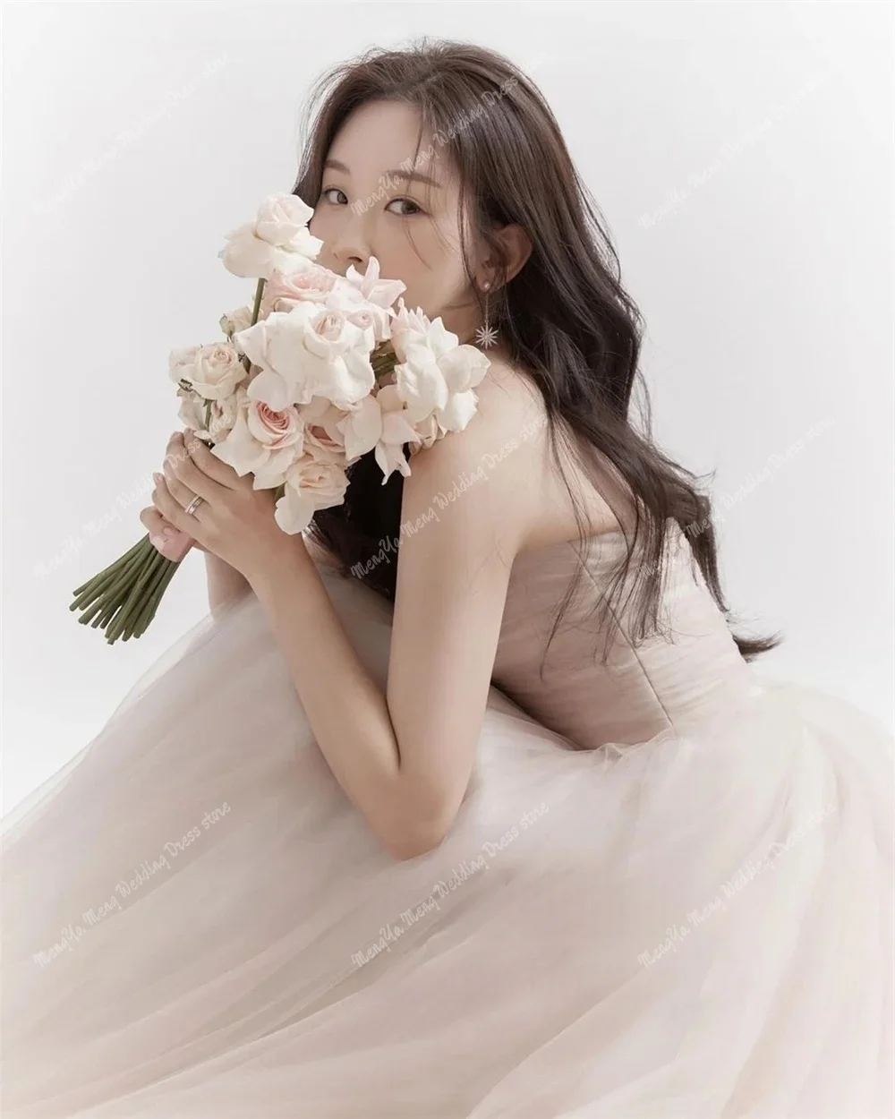 ZHUISHU Индивидуальное сказочное милое корейское тюлевое свадебное платье для фотосессии с корсетом на спине, длиной до пола, свадебное платье 한국 웨딩 드레스 2025