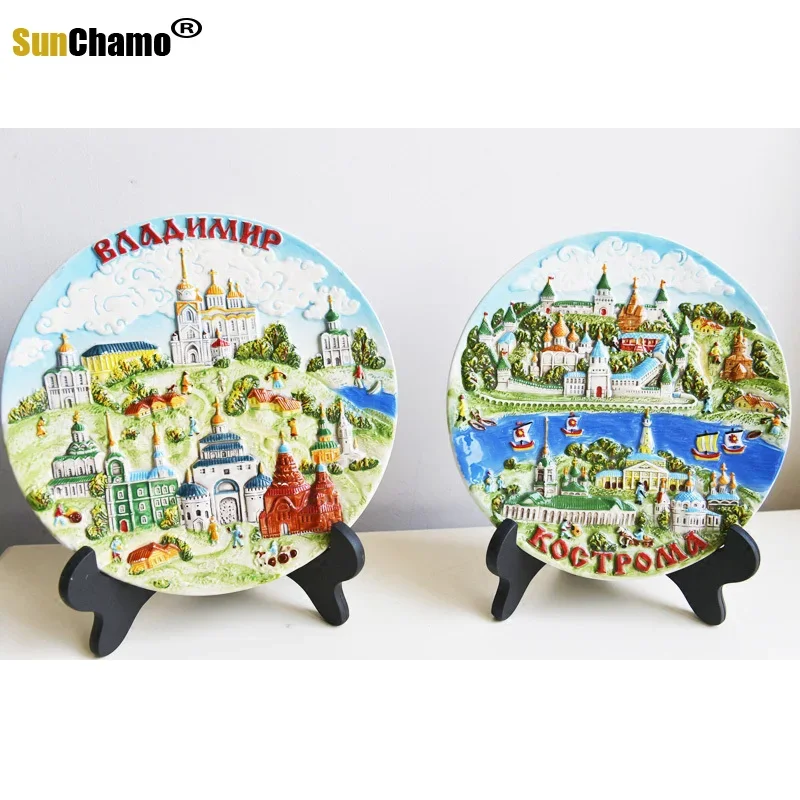 15cm Italian Sicilian Village Aegean Greek Creative Disk Background Decoration Display Hand-painted Ceramic Disctourist Souvenir