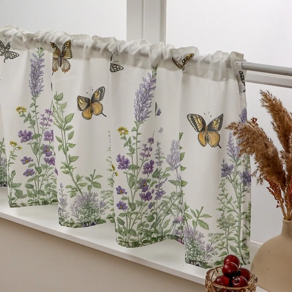 Lavender Print Short Curtain for Small Window/Kitchen 1 Panel Cabinet Window Decor Partition Country Style Window Drape Shades